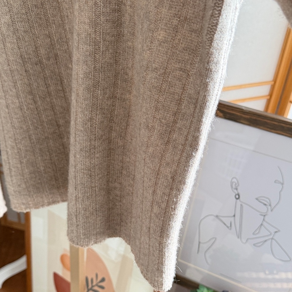 Gentle Herd Ribbed Collared Sweater Taupe Wool Blend Pullover Size L - Picture 11 of 14
